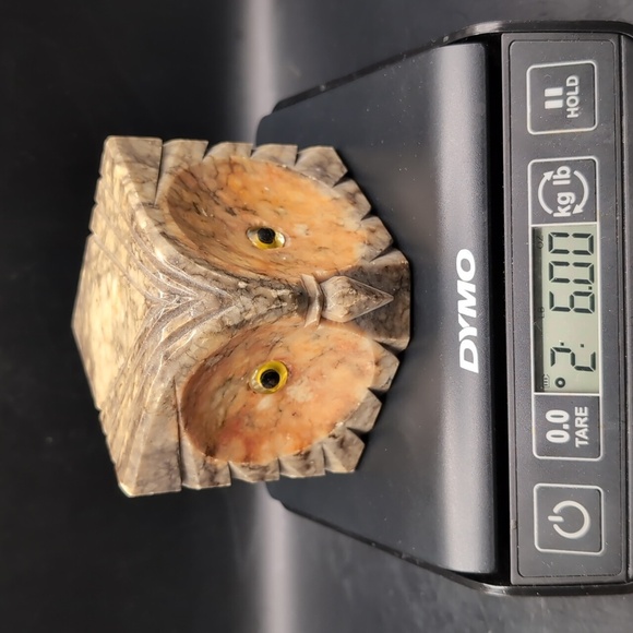 Pair Of Hand Carved Alabaster Owl Bookends Paperweights Decor With Glass Eyes - Picture 13 of 14